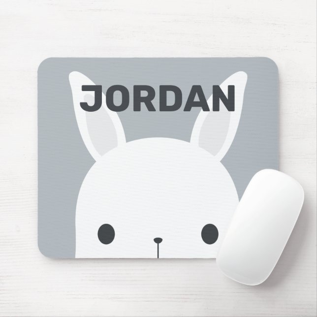 Cute Little Bunny Rabbit with Personalised Name Mouse Pad (With Mouse)