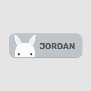 Cute Little Bunny Rabbit with Personalised Name Name Tag