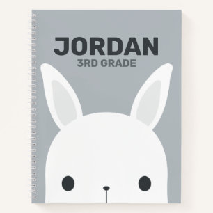 Cute Little Bunny Rabbit with Personalised Name Notebook
