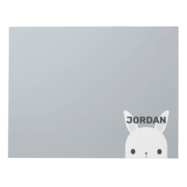 Cute Little Bunny Rabbit with Personalised Name Notepad (Front)