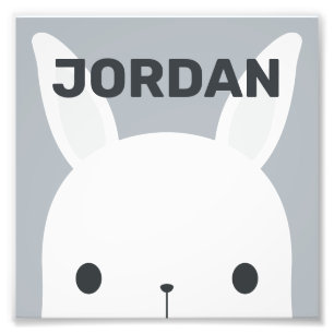 Cute Little Bunny Rabbit with Personalised Name Photo Print