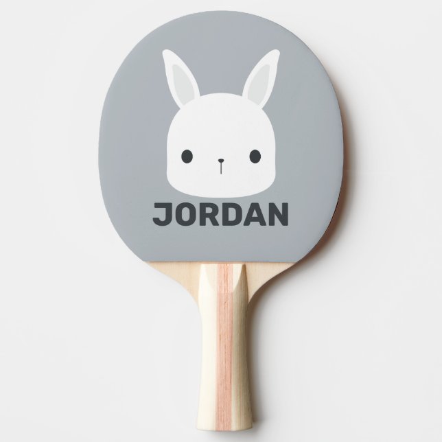 Cute Little Bunny Rabbit with Personalised Name Ping Pong Paddle (Front)