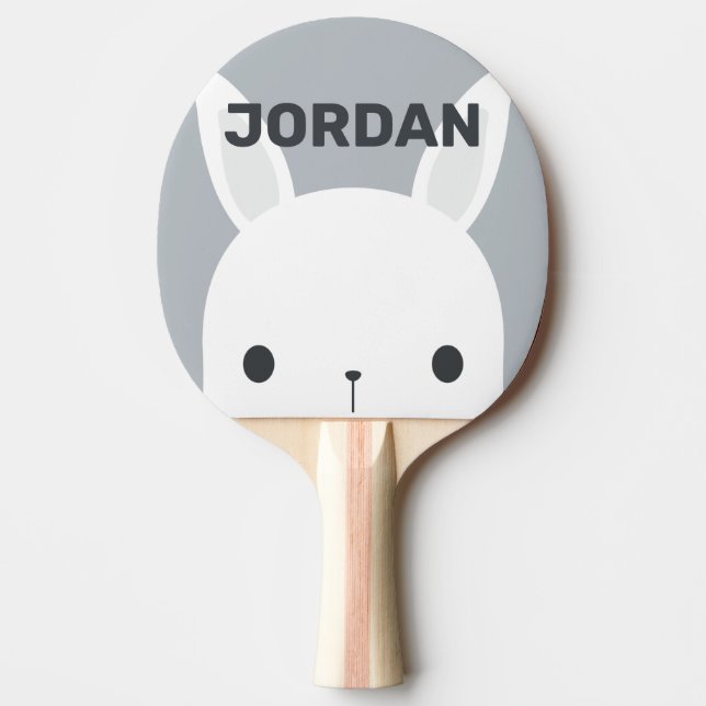 Cute Little Bunny Rabbit with Personalised Name Ping Pong Paddle (Front)