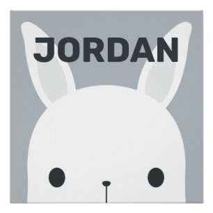 Cute Little Bunny Rabbit with Personalised Name Po Poster