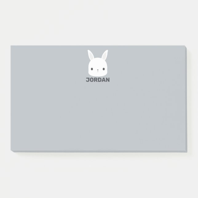 Cute Little Bunny Rabbit with Personalised Name Post-it Notes (Front)