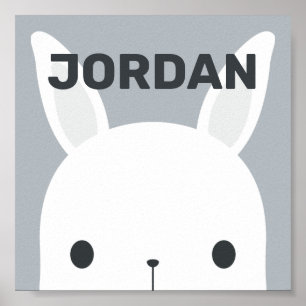 Cute Little Bunny Rabbit with Personalised Name Poster
