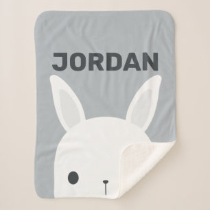 Cute Little Bunny Rabbit with Personalised Name Sherpa Blanket