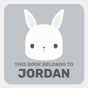 Cute Little Bunny Rabbit with Personalised Name Square Sticker