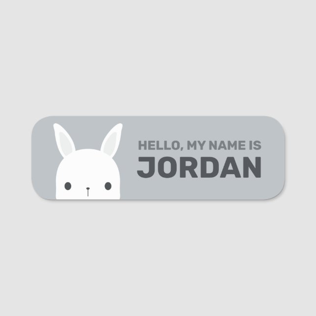 Cute Little Bunny Rabbit with Personalised Name Tag (Front)