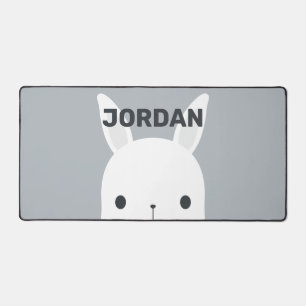 Cute Little Bunny Rabbit with Personalized Name Desk Mat