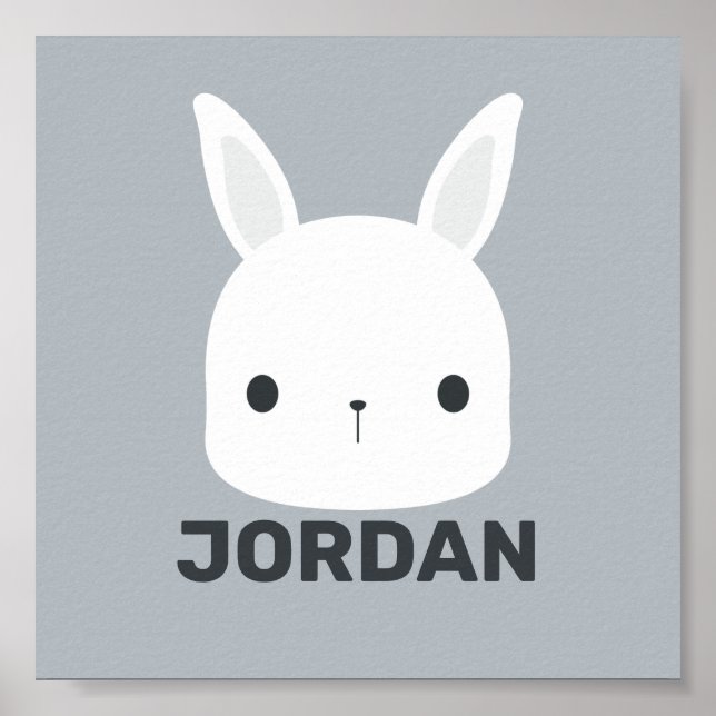 Cute Little Bunny Rabbit with Personalized Name Po Poster (Front)