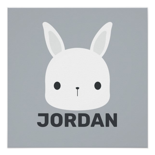 Cute Little Bunny Rabbit with Personalized Name Poster (Front)