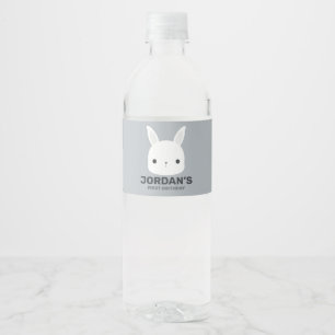 Cute Little Bunny Rabbit with Personalized Name Water Bottle Label