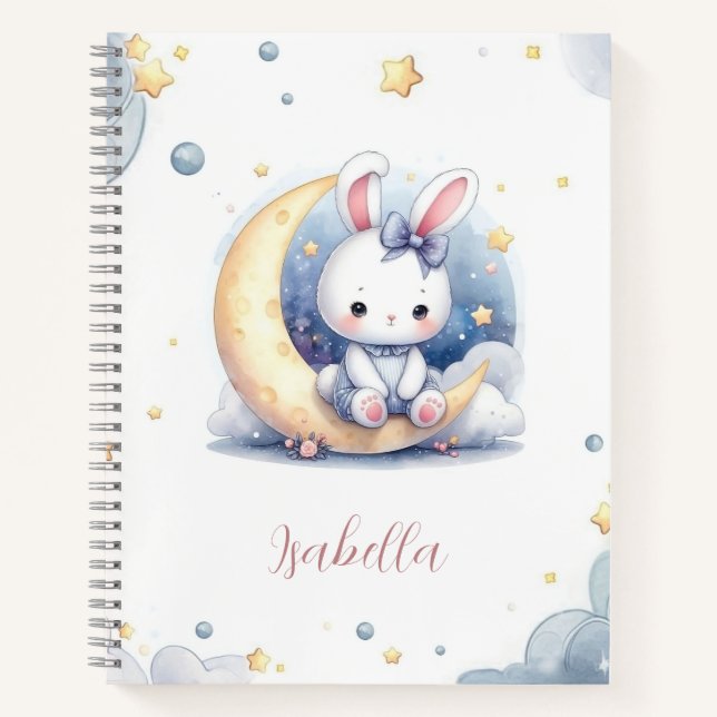 cute little bunny sitting on the moon  notebook (Front)