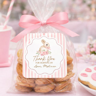 Cute Little Bunny Thank You For Hopping By Square Sticker