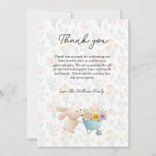 Cute Little Bunny Wildflowers Baby Shower  Thank You Card
