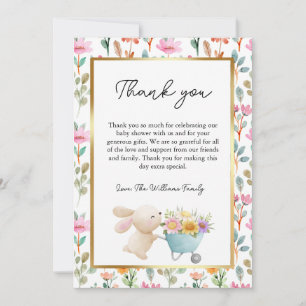 Cute Little Bunny Wildflowers Baby Shower  Thank You Card