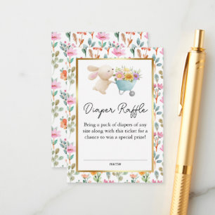 Cute Little Bunny Wildflowers Diaper Raffle Enclosure Card