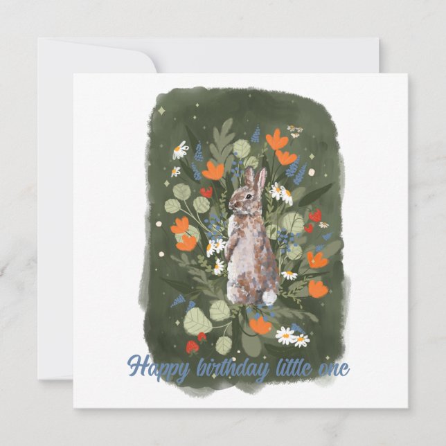 Cute little bunny with flowers illustration  (Front)
