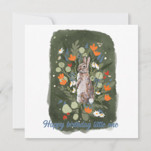 Cute little bunny with flowers illustration 