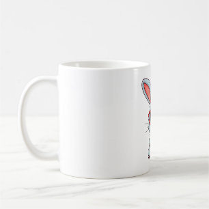 Cute Little Bunny With Glasses Heart Easter Day Coffee Mug