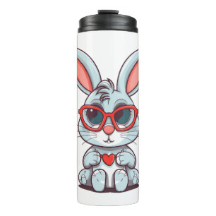 Cute Little Bunny With Glasses Heart Easter Day    Thermal Tumbler