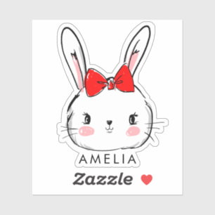 Cute Little Bunny with Red Bow