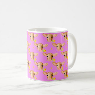 Cute Little Calf with Flower - Animal Mug