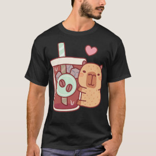 Cute Little Capybara Hugs Iced Coffee T-Shirt