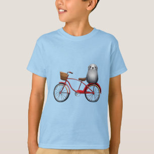 Cute little cartoon seal on a bicycle T-Shirt