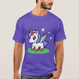 Cute Little Cartoon Unicorn with Wings Magical Fan T-Shirt
