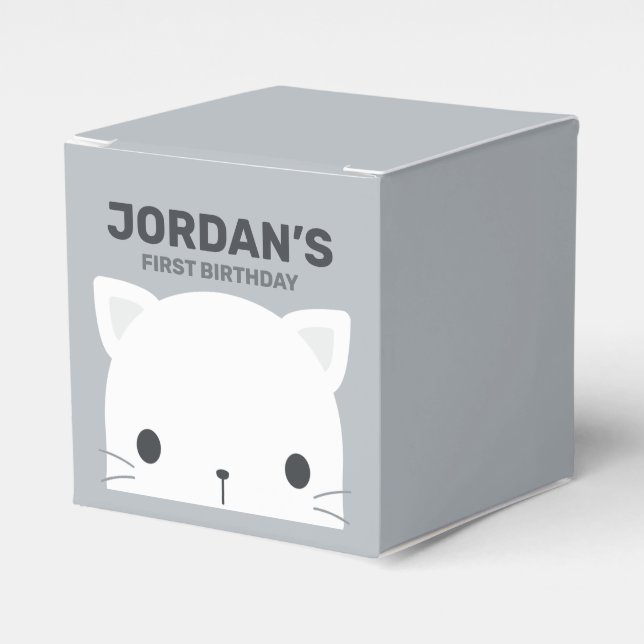 Cute Little Cat Birthday Favour Box (Front Side)