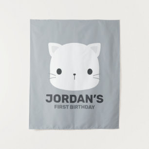 Cute Little Cat Birthday Tapestry
