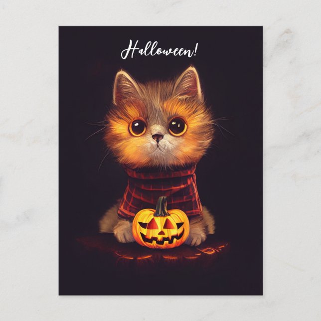 Cute little cat in Halloween costume. Postcard (Front)