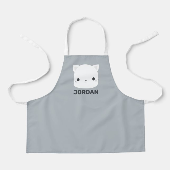Cute Little Cat with Personalised Name Apron (Front)
