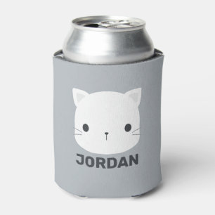 Cute Little Cat with Personalised Name Can Cooler