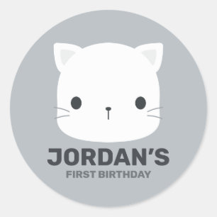 Cute Little Cat with Personalised Name  Classic Round Sticker