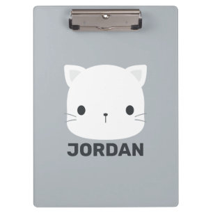 Cute Little Cat with Personalised Name Clipboard