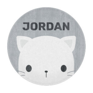 Cute Little Cat with Personalised Name  Cutting Board