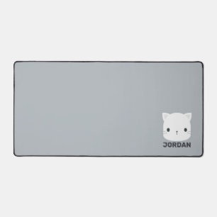 Cute Little Cat with Personalised Name Desk Mat