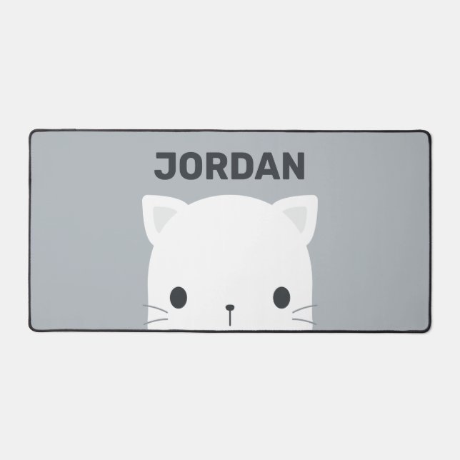 Cute Little Cat with Personalised Name  Desk Mat (Front)