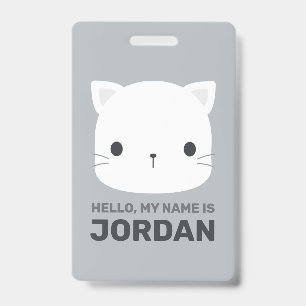 Cute Little Cat with Personalised Name ID Badge