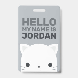 Cute Little Cat with Personalised Name ID Badge