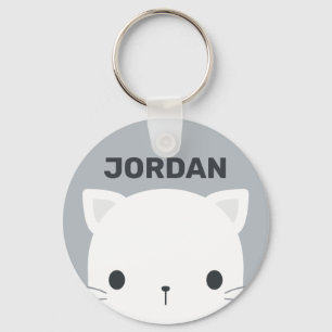 Cute Little Cat with Personalised Name Key Ring