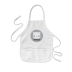 Cute Little Cat with Personalised Name Kids Apron