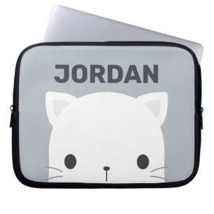 Cute Little Cat with Personalised Name Laptop Sleeve