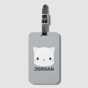 Cute Little Cat with Personalised Name Luggage Tag