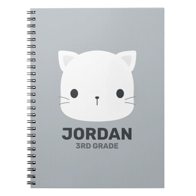 Cute Little Cat with Personalised Name Notebook (Front)