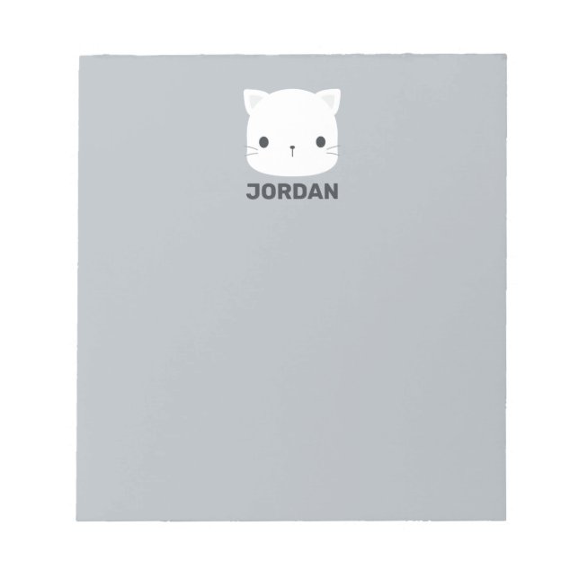 Cute Little Cat with Personalised Name Notepad (Front)