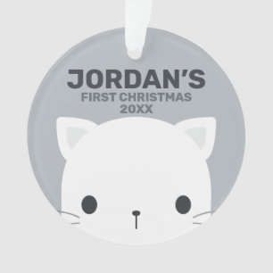 Cute Little Cat with Personalised Name Ornament